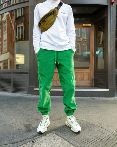 Green Corduroy - [Pairs UK] [jogging bottoms] [ are those pairs] [mike pairs] [sweatpants] [patterned sweatpants] [patterned pants] 