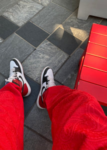 Red Paisley Pairs - [Pairs UK] [jogging bottoms] [ are those pairs] [mike pairs] [sweatpants] [patterned sweatpants] [patterned pants] 